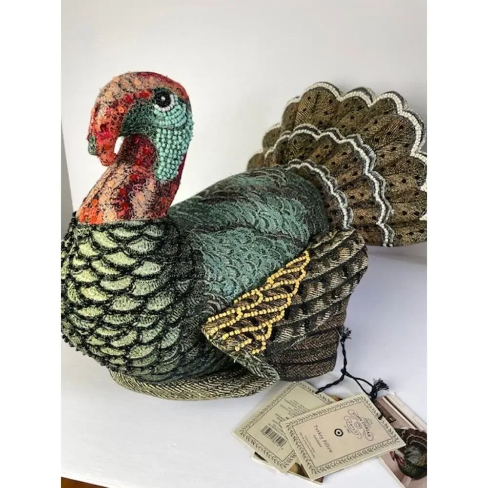 Brand NWT Limited-Edition John Derian for Target 2024 Embellished Turkey Pillow